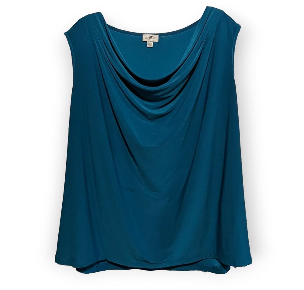 Avenue Womens Turquoise Scoop Neck Sleeveless Casual Dress Blouse Top 18/20